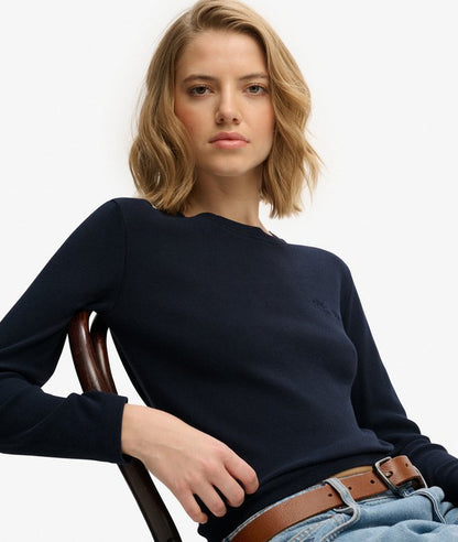 Superdry Athletic Essentials Logo Garment Dyed Ribbed Top Eclipse Navy