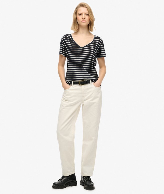 Superdry Studios Slub Embroidered T-Shirt Navy/Optic Stripe