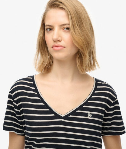 Superdry Studios Slub Embroidered T-Shirt Navy/Optic Stripe