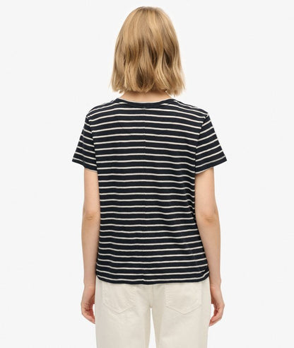 Superdry Studios Slub Embroidered T-Shirt Navy/Optic Stripe