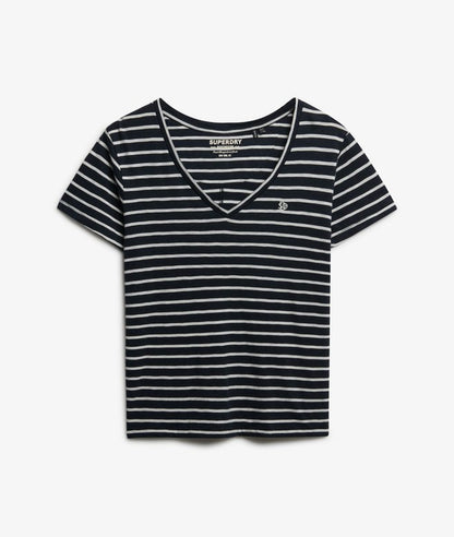 Superdry Studios Slub Embroidered T-Shirt Navy/Optic Stripe