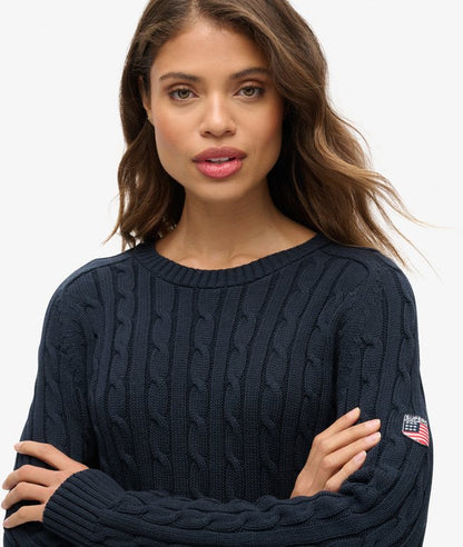 Superdry Slouchy Cable Knit Jumper Deep Navy
