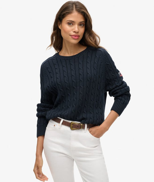 Superdry Slouchy Cable Knit Jumper Deep Navy