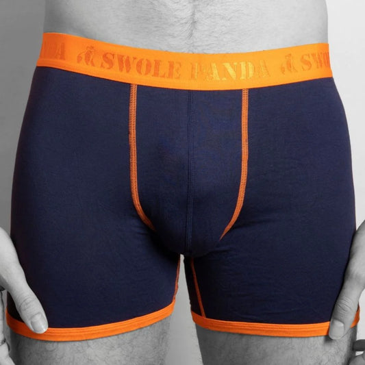 Mens Boxer Shorts Swole Panda Bamboo Boxers Navy/Orange Mens Underwear Fitted bamboo