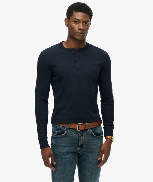 Superdry Classic Essential Grandad Top Eclipse Navy Superdry clothing mens grandad top superdry top