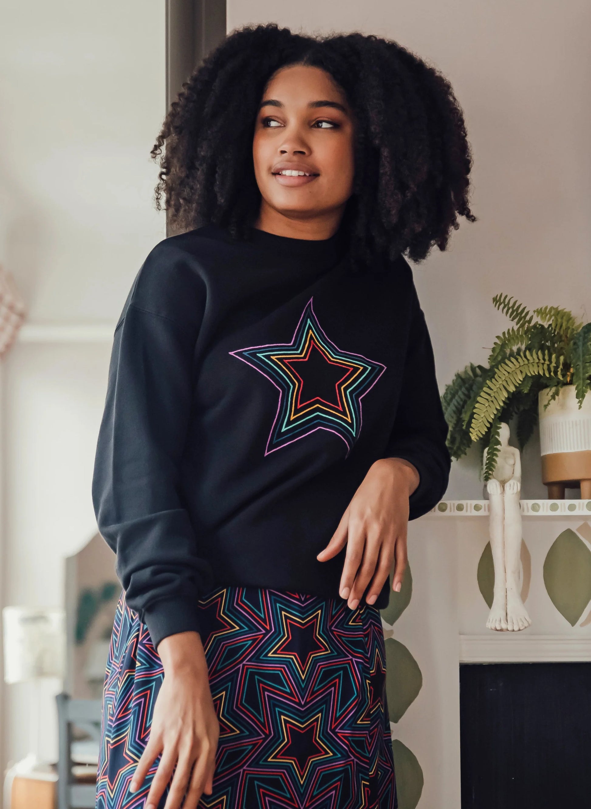 Sugarhill Brighton Noah Sweatshirt Black Rainbow Star