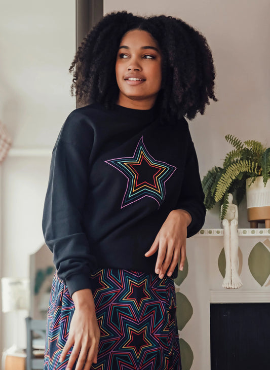 ugarhill Brighton Noah Sweatshirt Black Rainbow Star Sugarhill clothing womens sweater