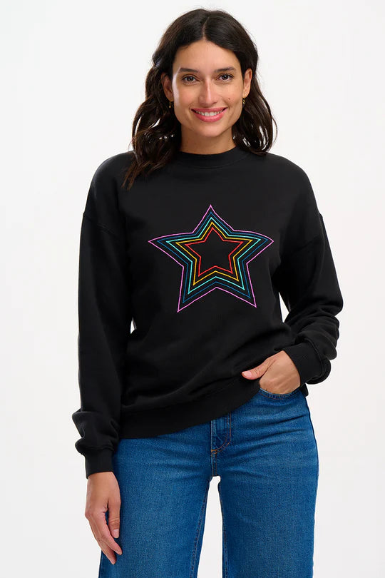 Sugarhill Brighton Noah Sweatshirt Black Rainbow Star