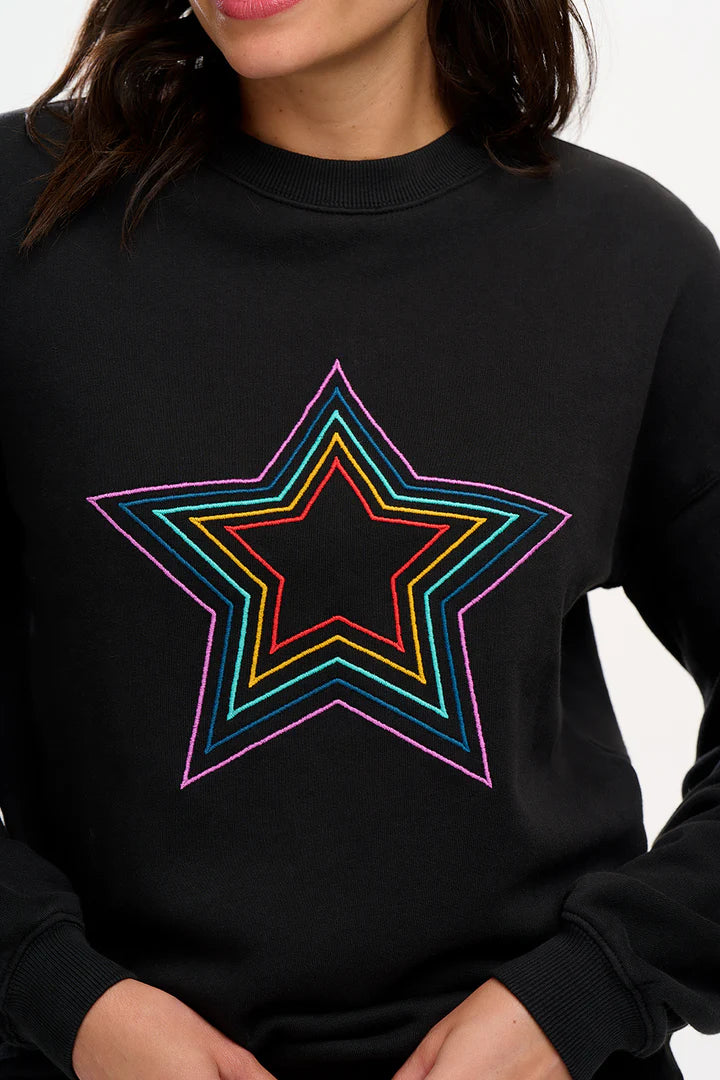 Sugarhill Brighton Noah Sweatshirt Black Rainbow Star