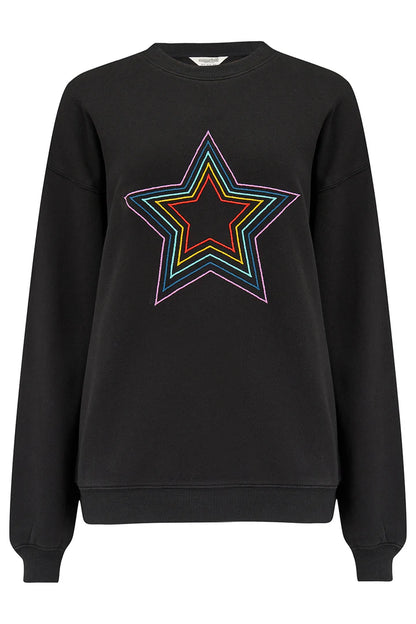 Sugarhill Brighton Noah Sweatshirt Black Rainbow Star