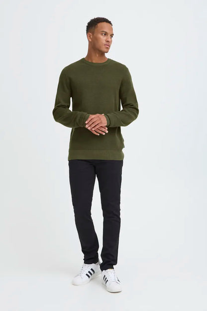 Blend Pullover Crew Knit Olive Night