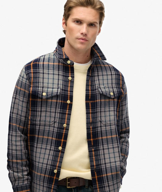 Superdry The Merchant Store Heavy Checked Shirt Homestead Ombre Navy