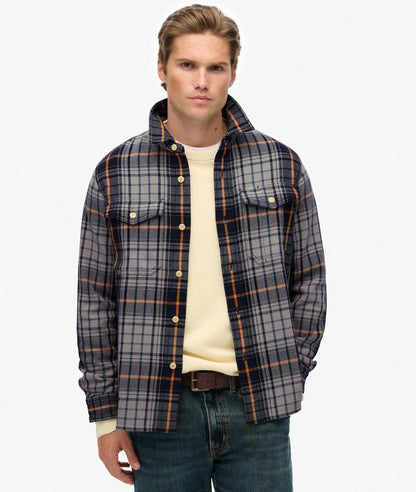 Superdry The Merchant Store Heavy Checked Shirt Homestead Ombre Navy