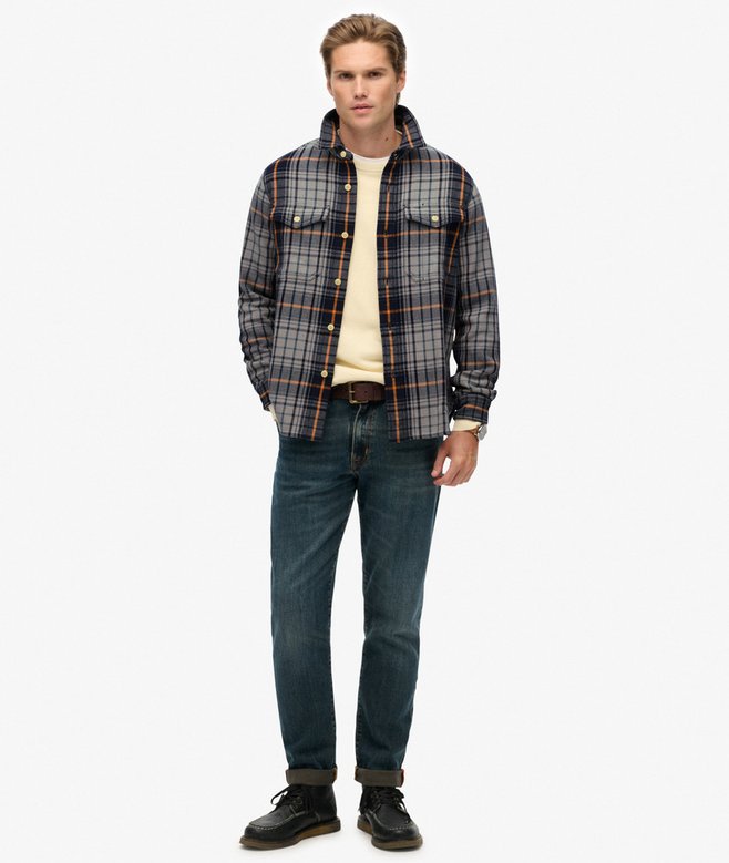 Superdry The Merchant Store Heavy Checked Shirt Homestead Ombre Navy
