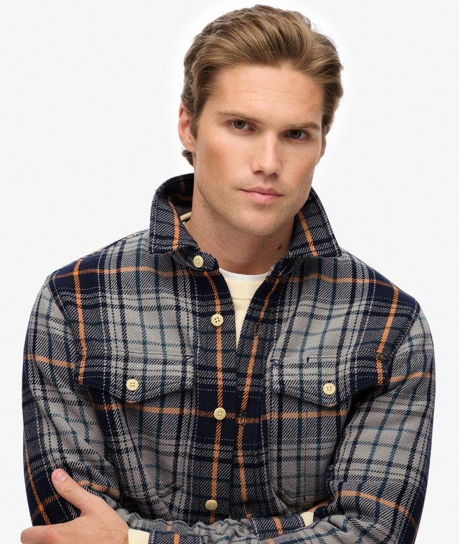 Superdry The Merchant Store Heavy Checked Shirt Homestead Ombre Navy