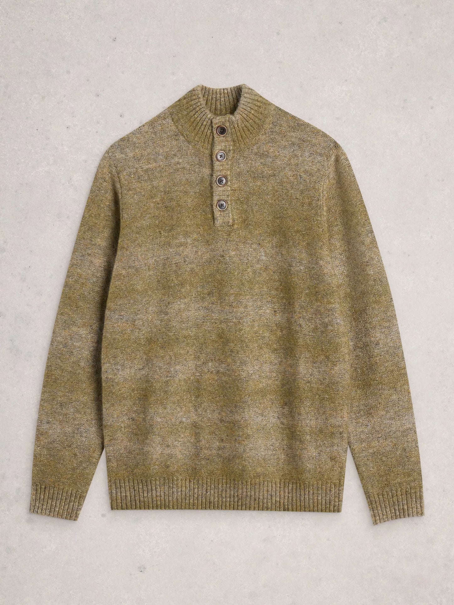 White Stuff Ombre Button Neck Mid Green