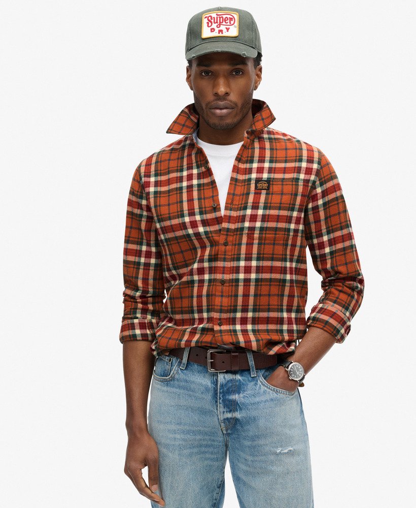 Superdry Long Sleeve Cotton Lumberjack Shirt Oregon Check Orange