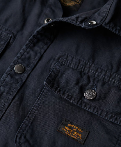 Superdry Organic Cotton Canvas Workwear Overshirt Eclipse Navy