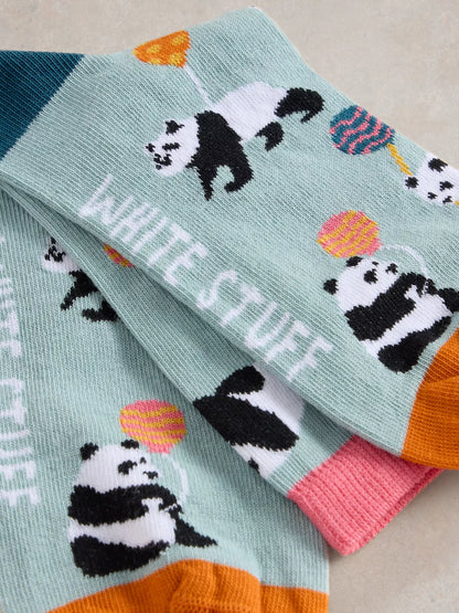 White Stuff Party Panda Ankle Sock Blue