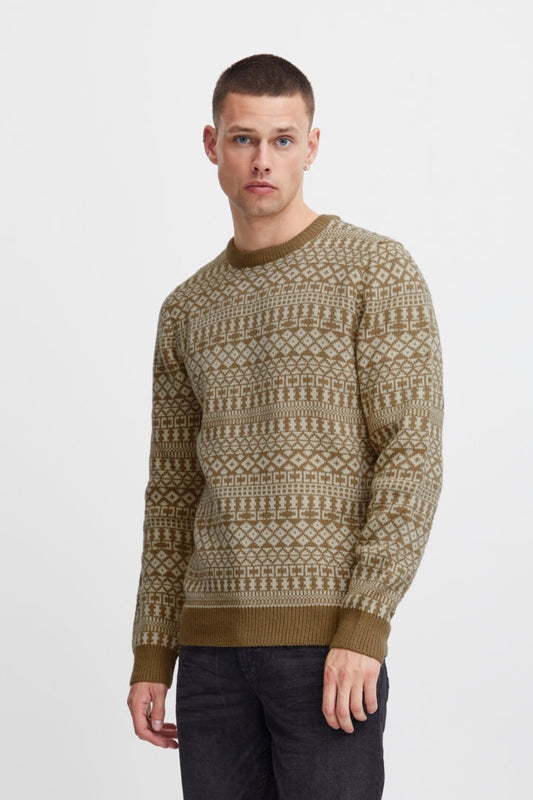 Mens Knitted Sweater Blend Pullover Petrified Oak Blend Kitted Pullover. Colour: Petrified Oak 