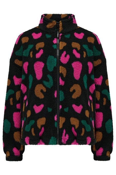 Sugarhill Brighton Hartley Zip Up Fleece Black Colourful Shapes