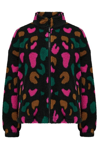 Sugarhill Brighton Hartley Zip Up Fleece Black Colourful Shapes