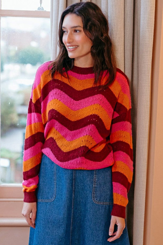 Sugarhill Brighton Evaline Jumper Multi Berry Waves