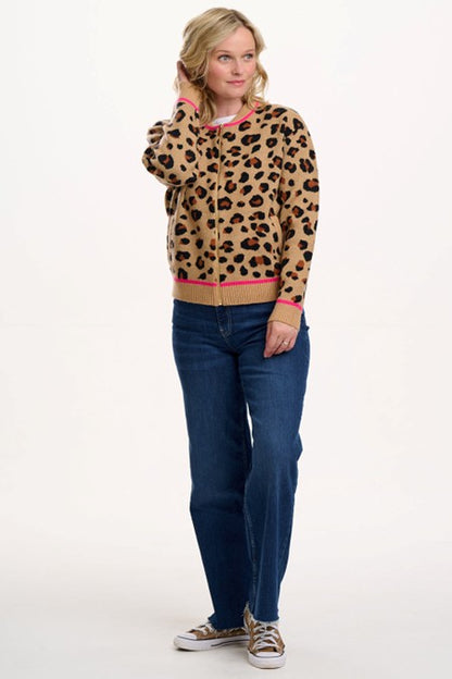 Sugarhill Brighton Solana Knitted Bomber Tan/Black Natural Leopard
