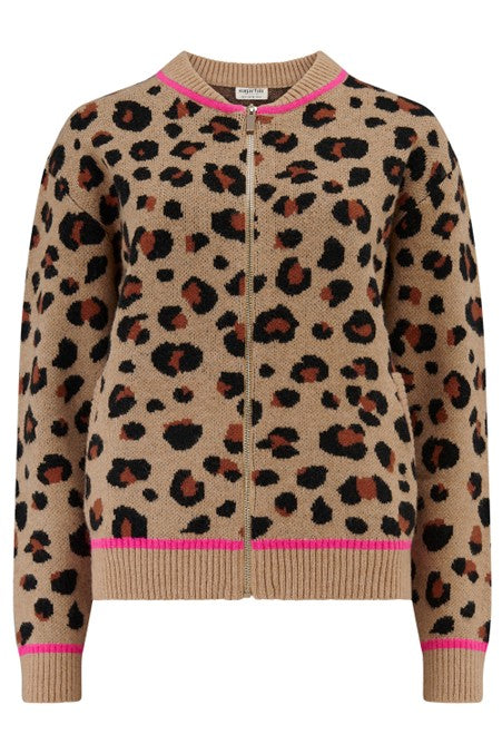 Sugarhill Brighton Solana Knitted Bomber Tan/Black Natural Leopard