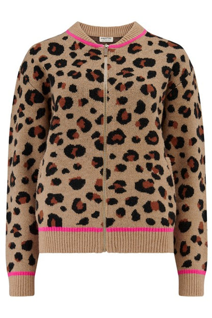 Sugarhill Brighton Solana Knitted Bomber Tan/Black Natural Leopard