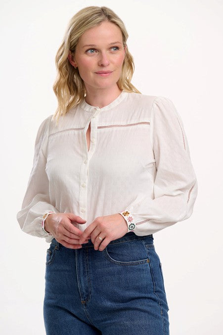 Sugarhill Brighton Regina Blouse Off-White Floral Cuff