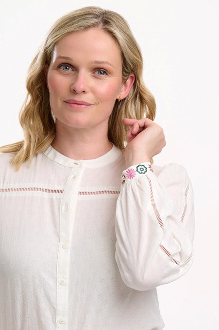 Sugarhill Brighton Regina Blouse Off-White Floral Cuff