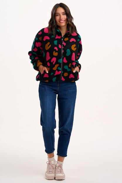 Sugarhill Brighton Hartley Zip Up Fleece Black Colourful Shapes