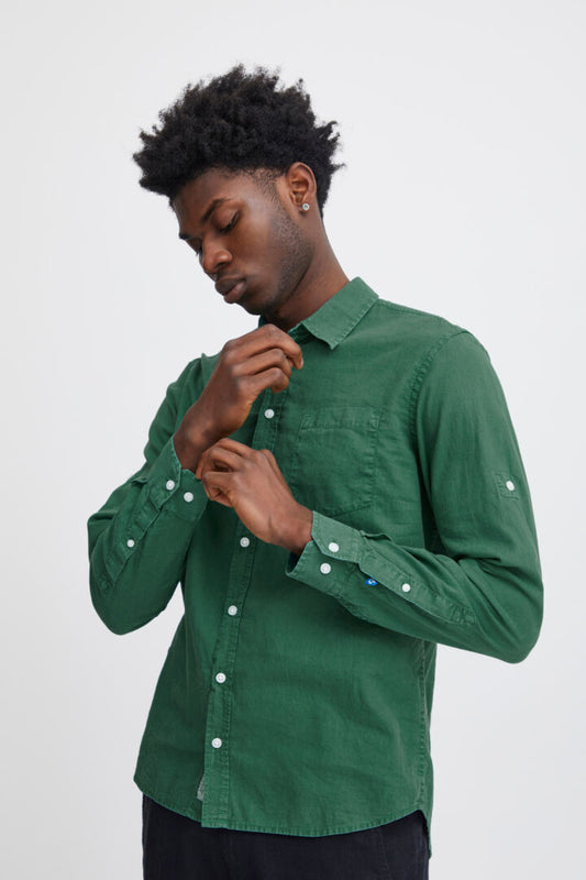 Blend Clothing Blend Long Sleeved Shirt Pine Green Mens Summer Shirt Green Long Sleeved Stylish Shirt by Blend