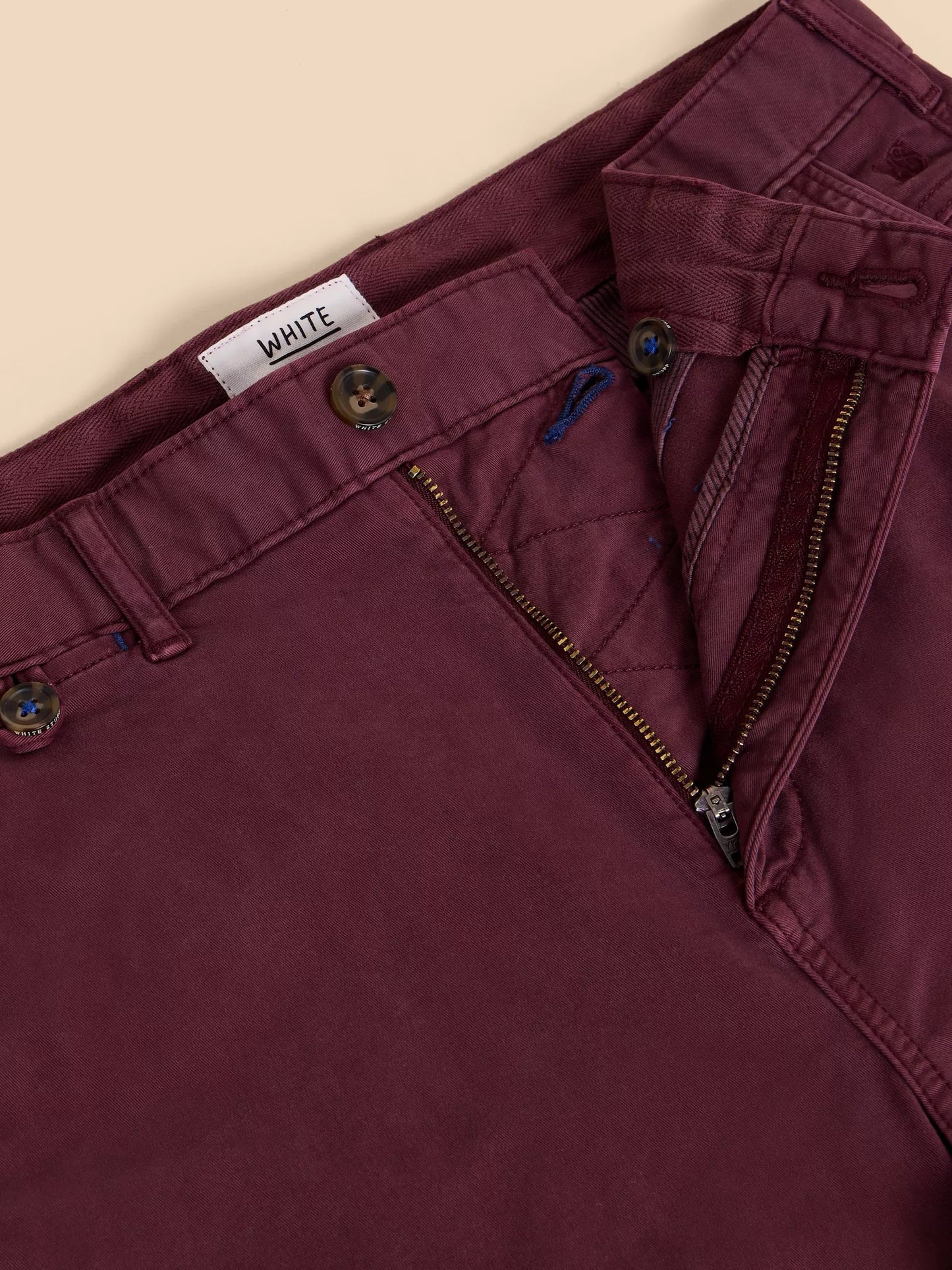 White Stuff Sutton Organic Chino Shorts Dark Plum