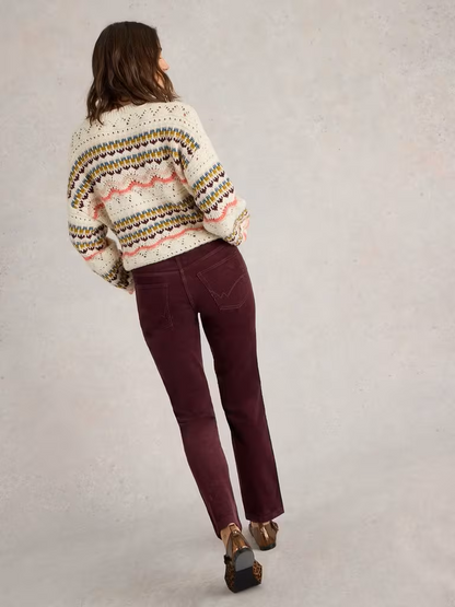 White Stuff Brooke Cord Straight Trouser Mid Plum