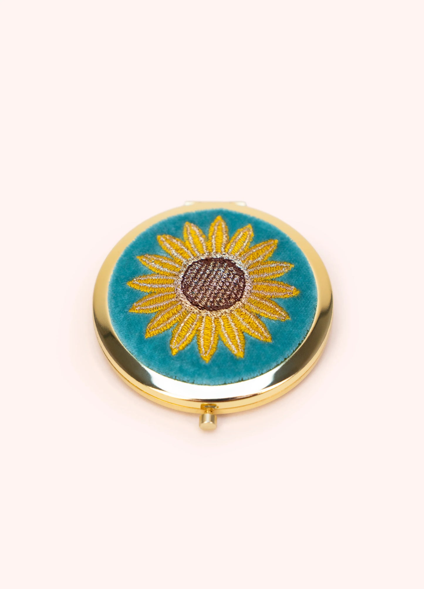 Powder Embroidered Compact Mirror Summer Sunflower