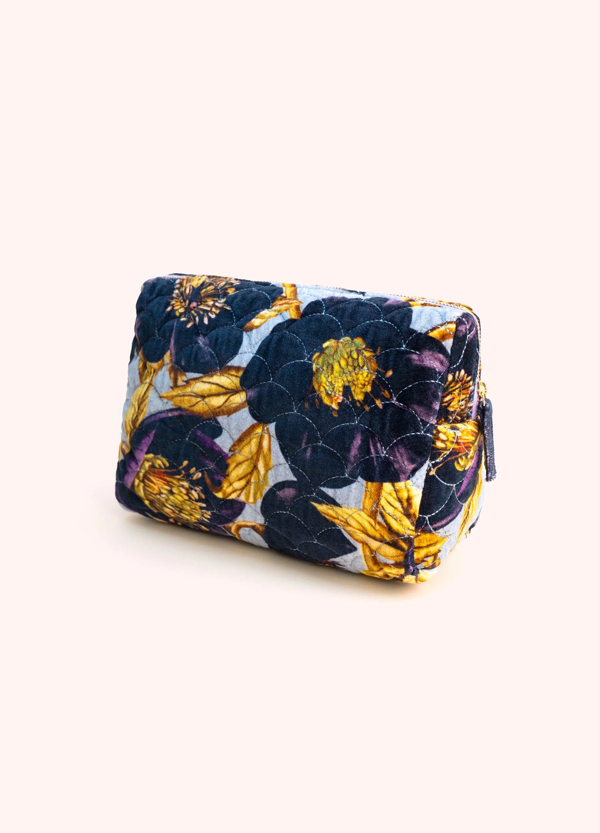 Powder Hellebore Quilted Velvet Washbag