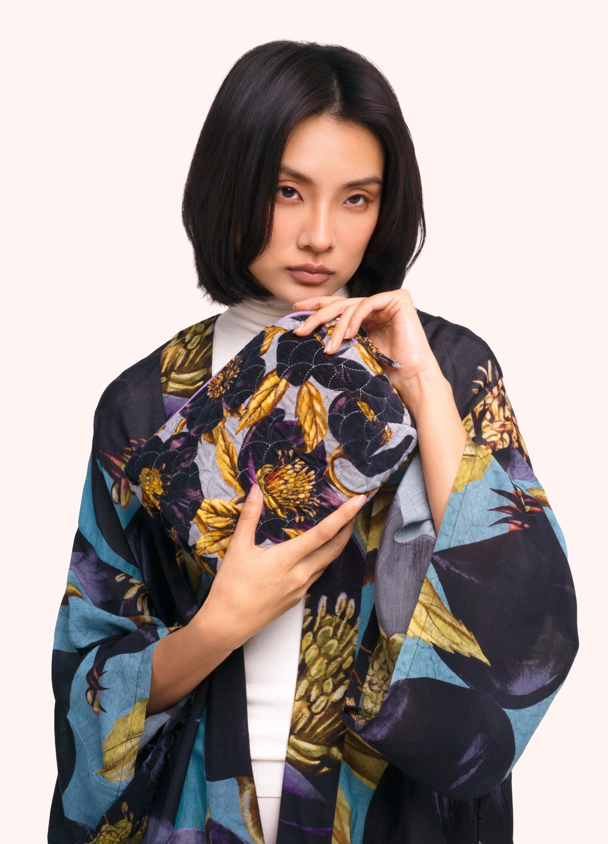 Powder Hellebore Quilted Velvet Washbag