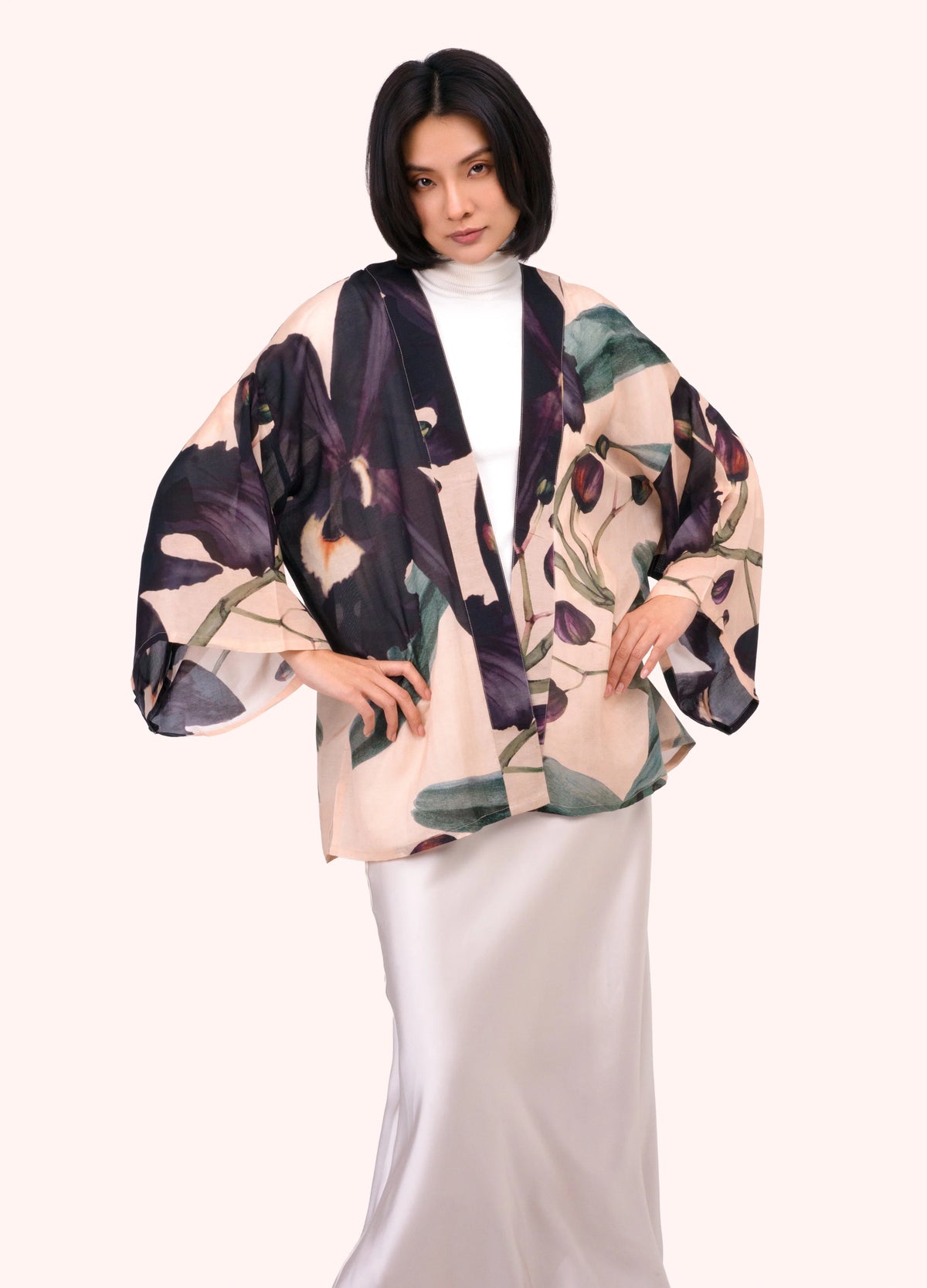 Powder Iris Short Kimono Jacket