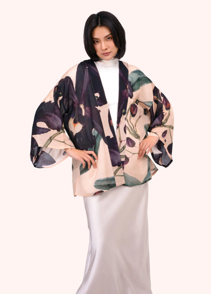 Powder Iris Short Kimono Jacket