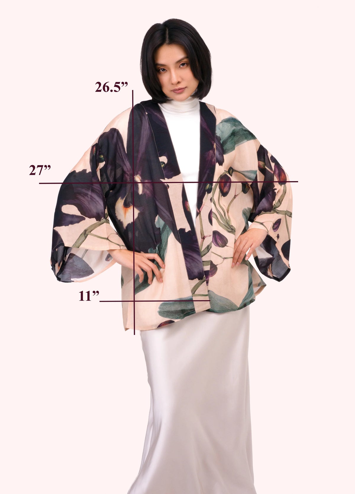 Powder Iris Short Kimono Jacket
