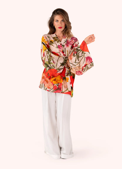 Powder Kimono Jacket Fine Flowers In Cream