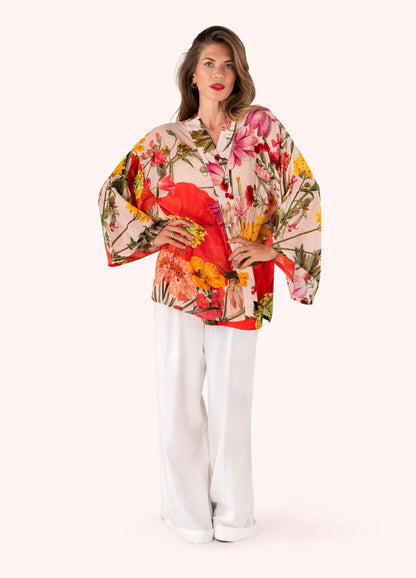 Powder Kimono Jacket Fine Flowers In Cream