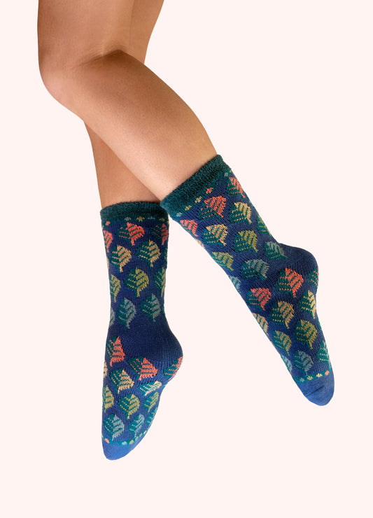Powder Leaves Cosy Ankle Socks