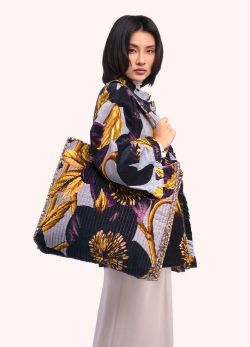 Powder Lux Velvet Quilted Tote Hellebore
