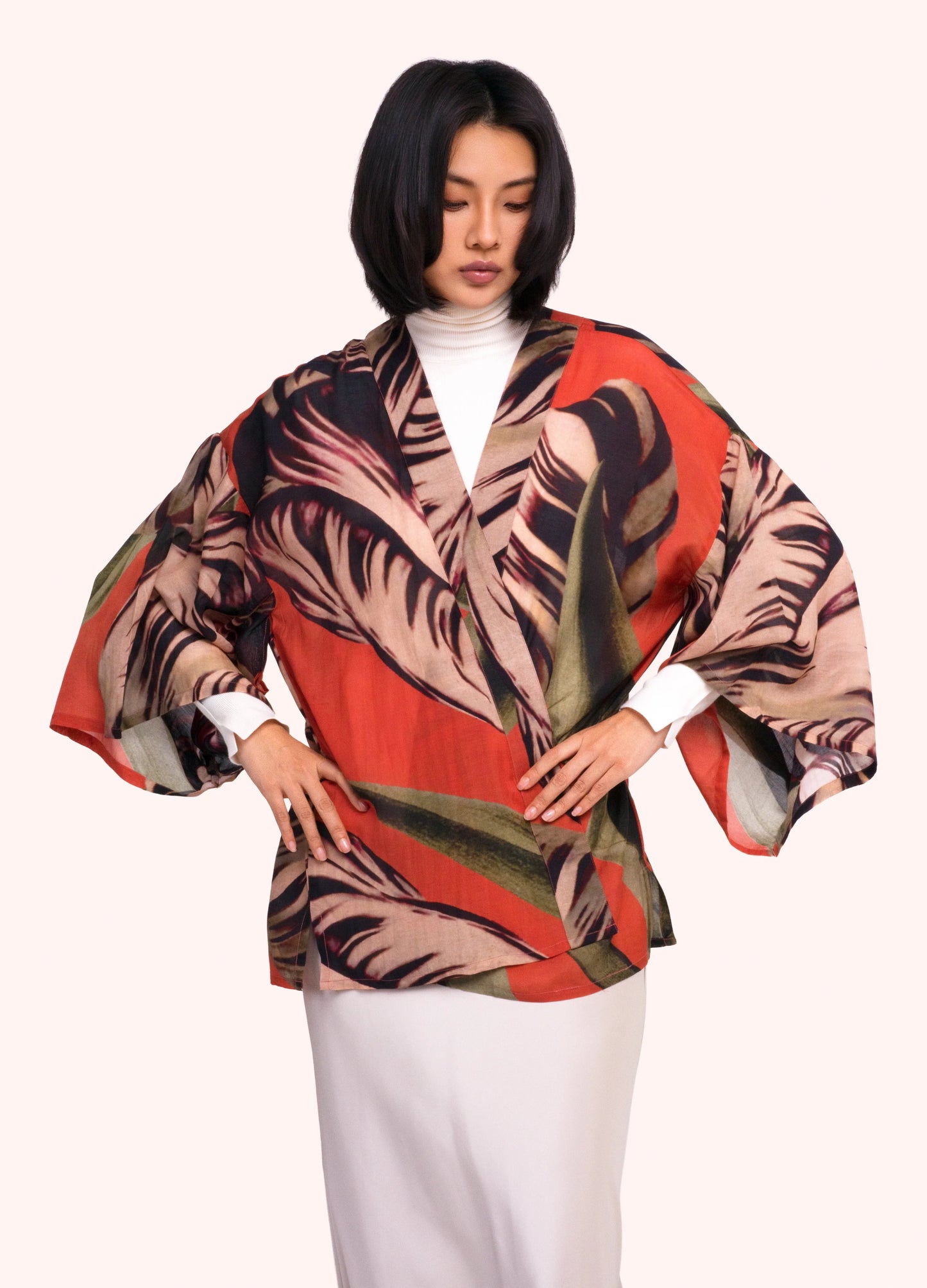 Powder Tulip Short Kimono Jacket