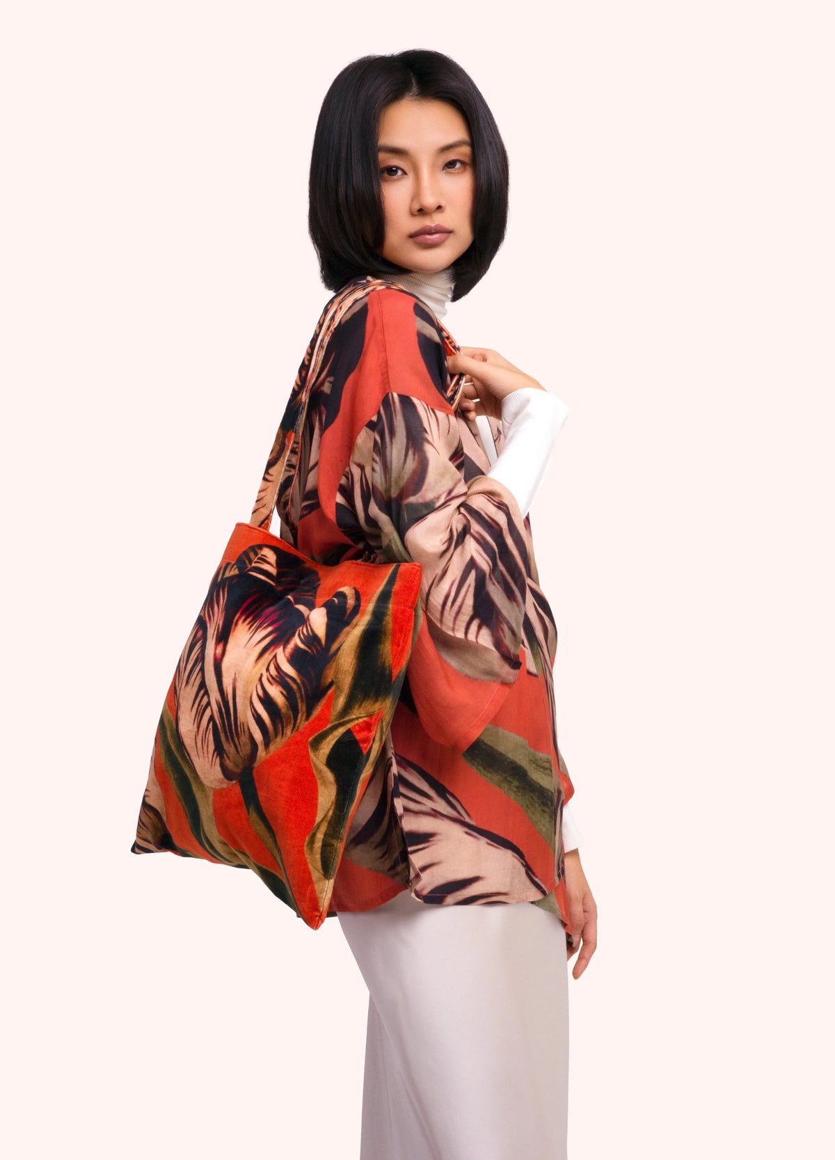 Powder Tulip Velvet Tote Bag