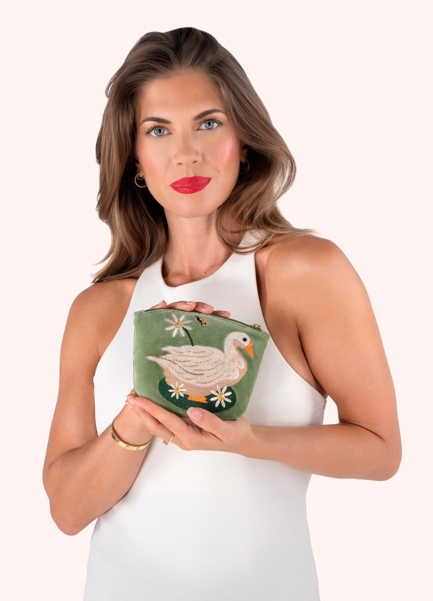 Powder Velvet Mini Pouch Garden Goose