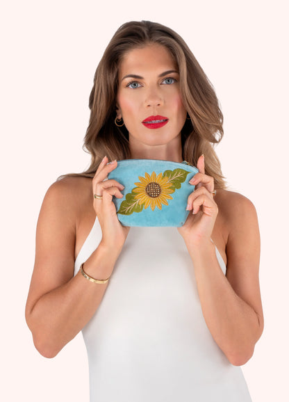 Powder Velvet Mini Pouch Summer Sunflower